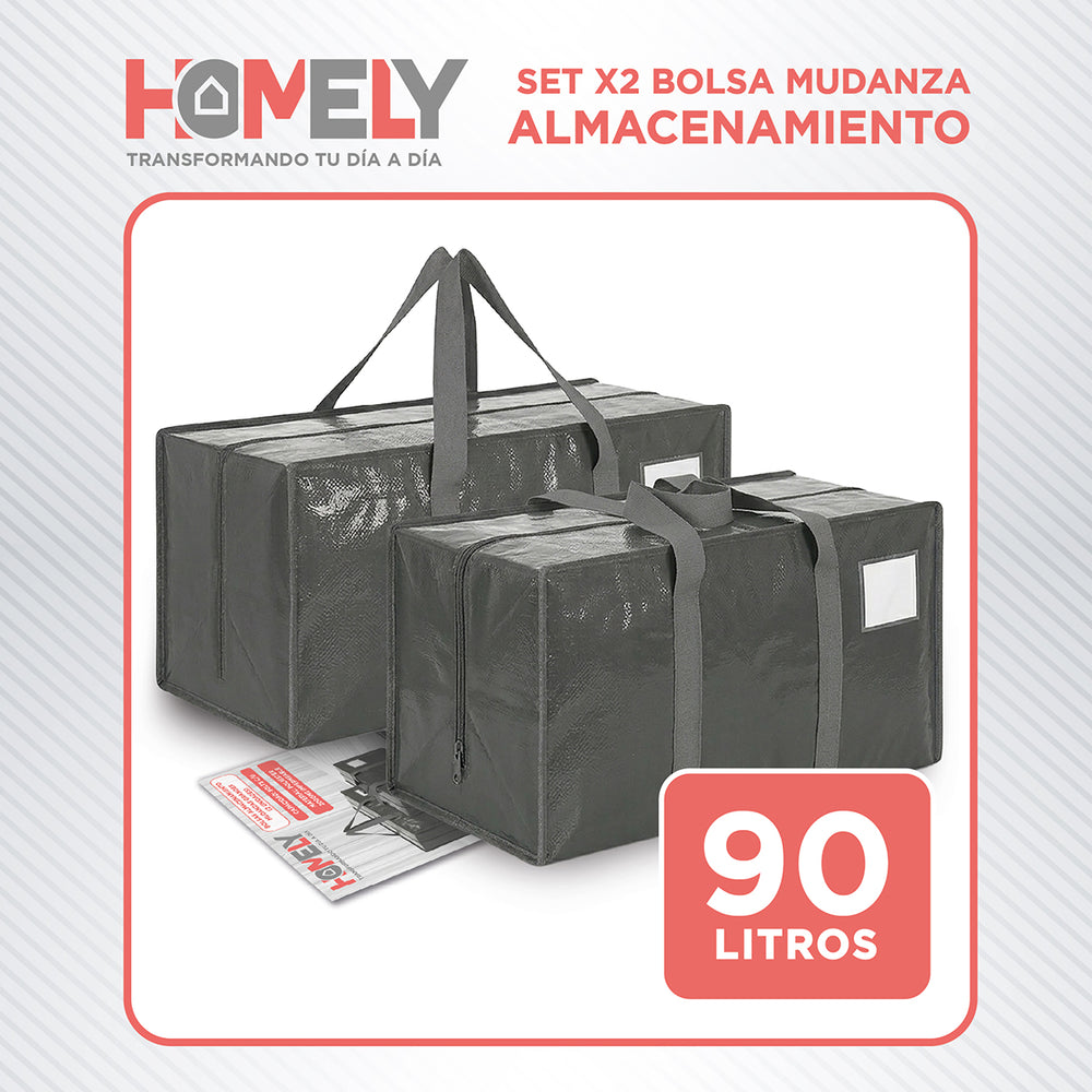 Set x2 bolsa mudanza almacenamiento Homely 90 litros