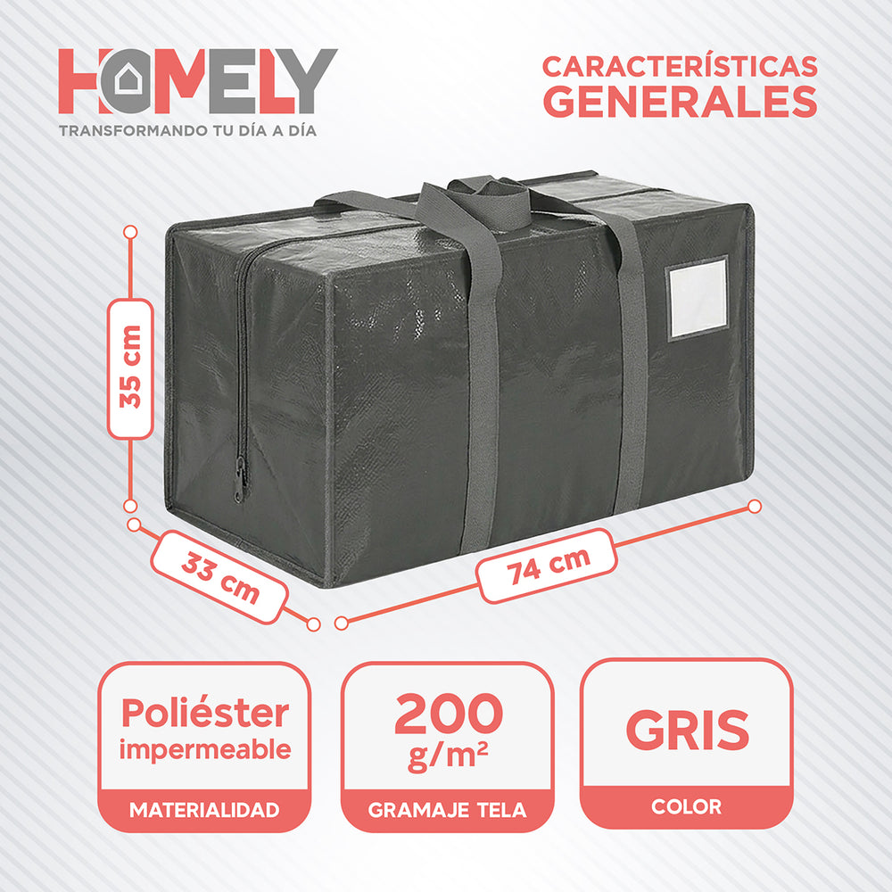 Medidas de la bolsa: 74 x 33 x 35 cm, poliéster impermeable 200 g/m2, color gris