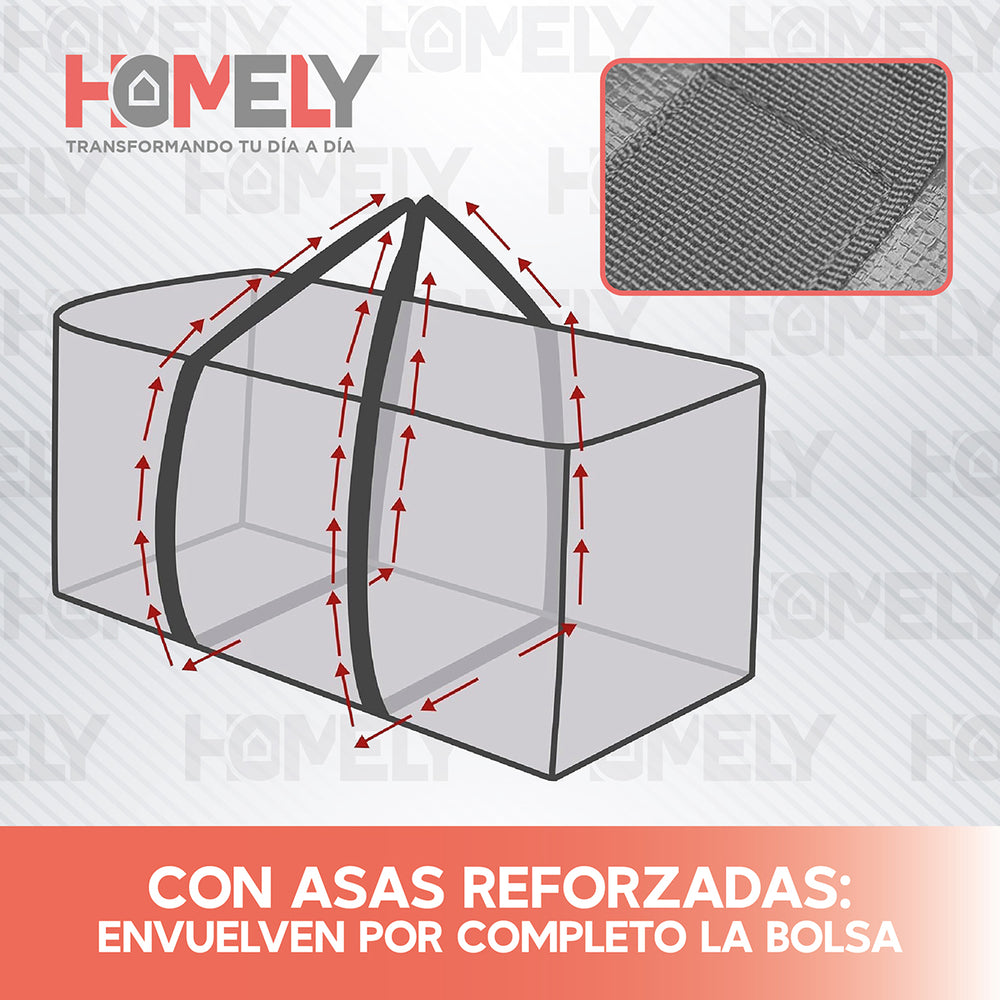 Asas reforzadas que envuelven por completo la bolsa