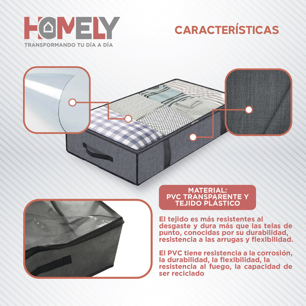 Bolsas Organizadoras Bajo Cama Homely Contenedor 90L Set X2