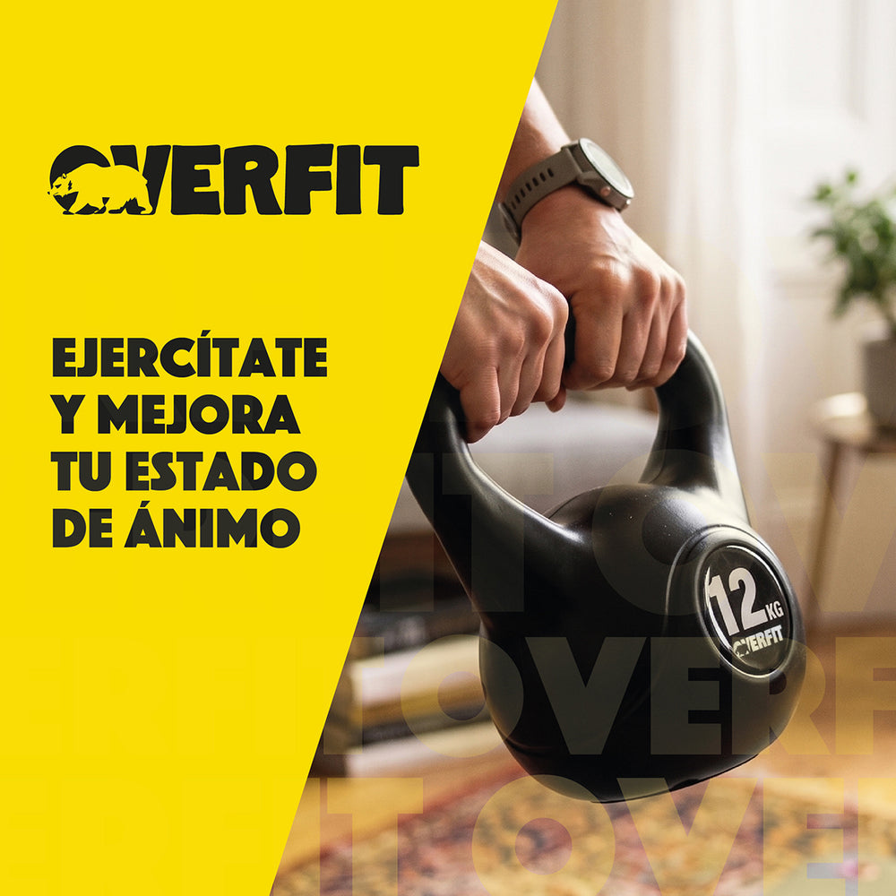 Pesa Rusa Kettlebell 12kg Overfit Entrenamiento PVC Cemento