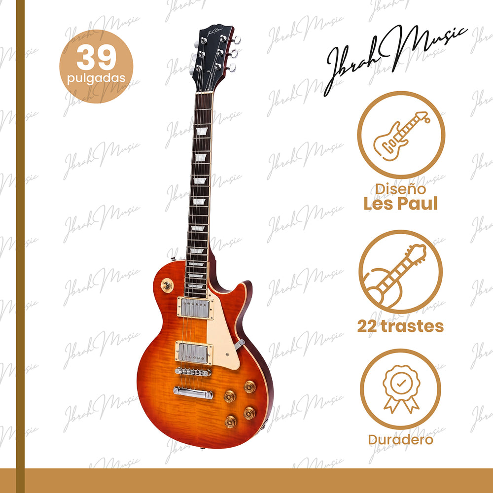 Guitarra Eléctrica Ibrah Les Paul Sunburst + Amplificador KA20W + Accesorios