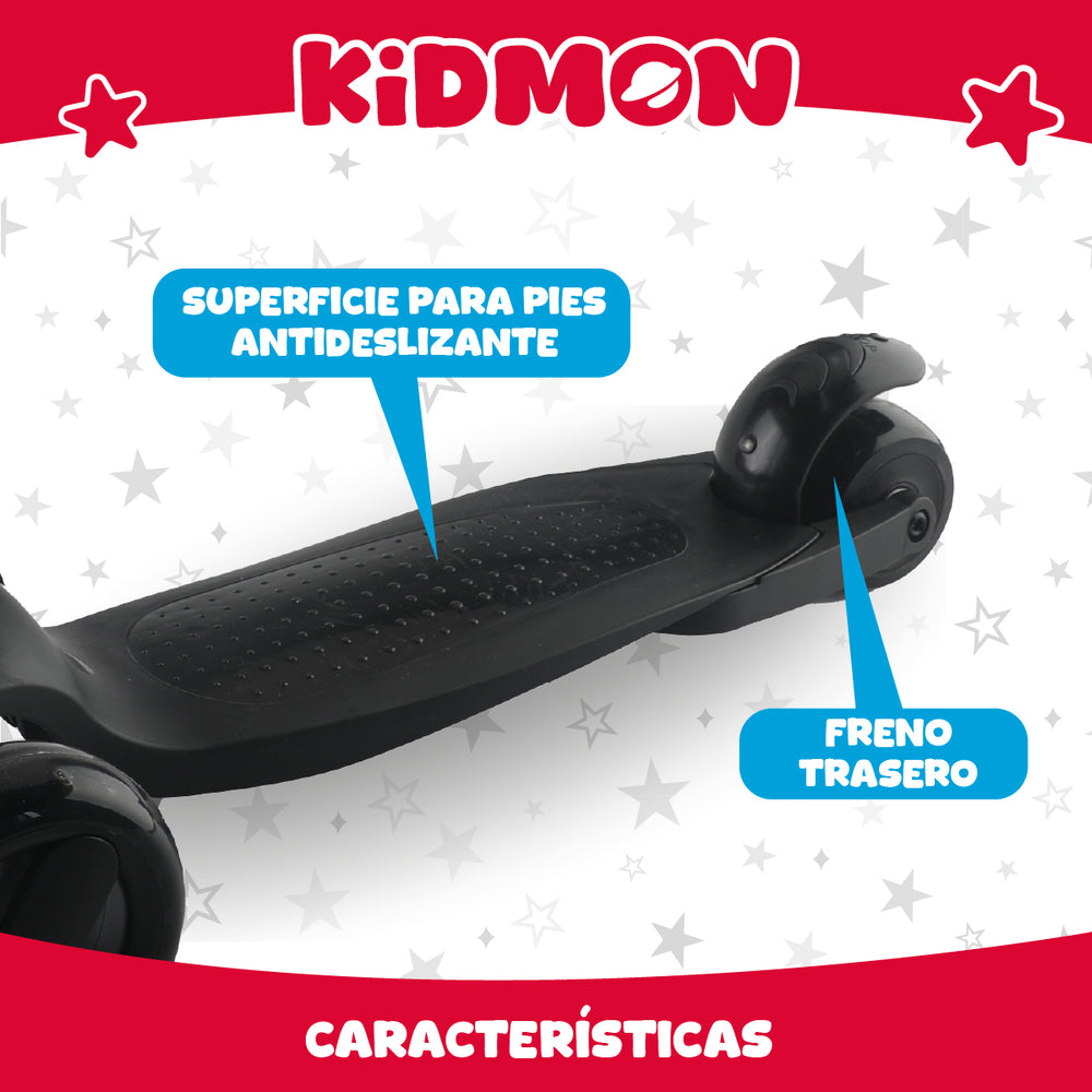 Scooter Aluminio Kidmon Plegable Monopatin 3 Ruedas de Luces