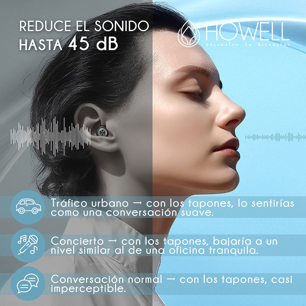 Protectores Auditivos Tapones Anti Ruido 45db Howell