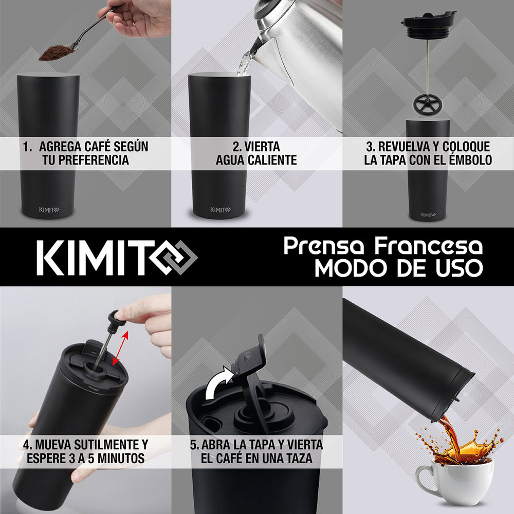 Prensa Francesa Portatil Kimito 500 Ml Cafetera travel