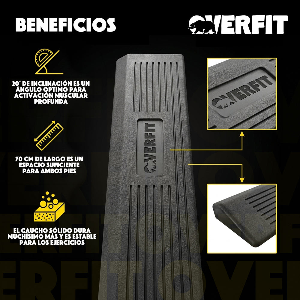 Cuña Talonera De Goma Para Sentadillas Plataforma Inclinada 20 Grados Overfit Gym Elevaciones Pantorrilla - Default Title