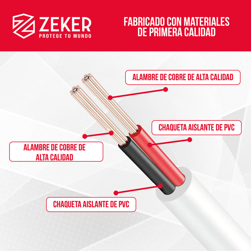 Cable Camara Seguridad Zeker Dual Extensor Dc Poder + Ethernet 10 Metros Universal 12v