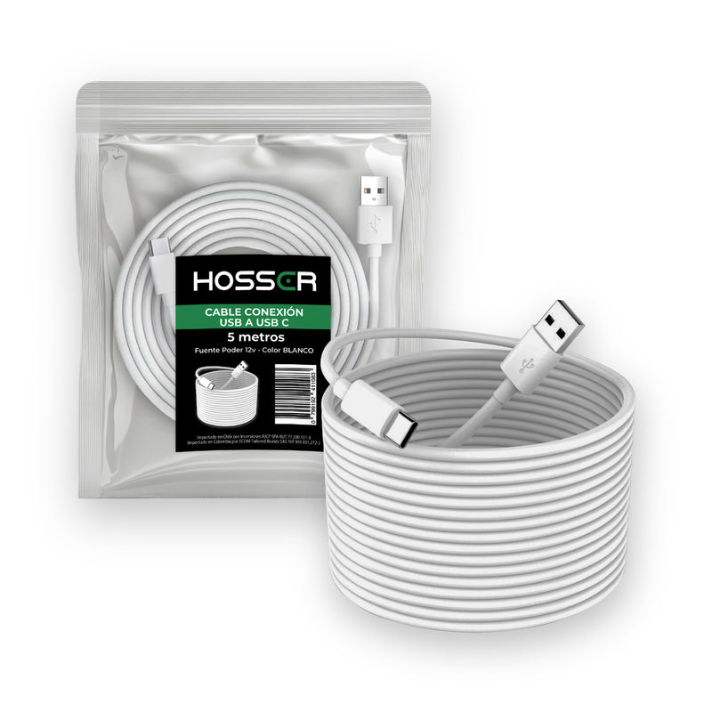Cable Conexion Tipo C Hosser 5 metros Usb 2.0 Carga Datos