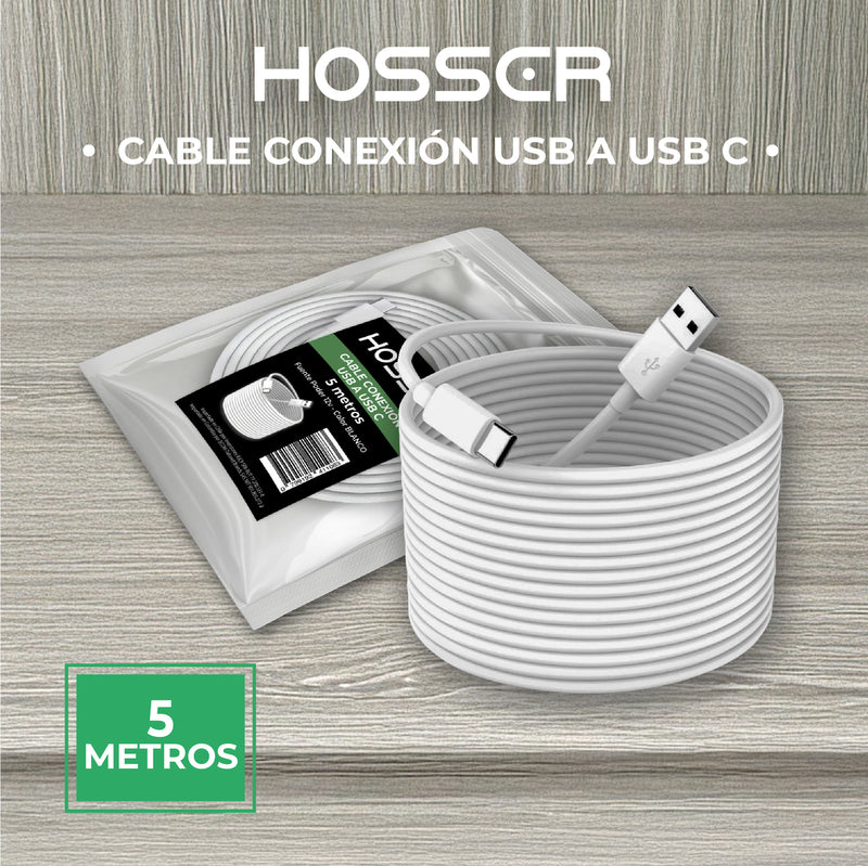 Cable Conexion Tipo C Hosser 5 metros Usb 2.0 Carga Datos