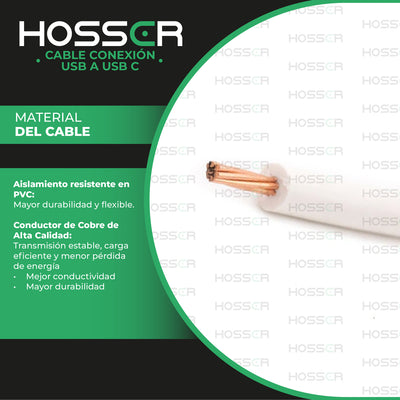 Cable Conexion Tipo C Hosser 5 metros Usb 2.0 Carga Datos
