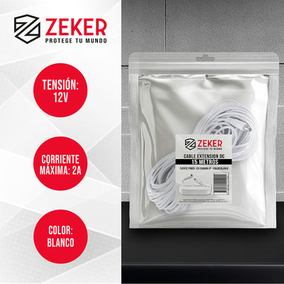 Cable Camara Seguridad Zeker Extensor Universal 15 Mts 12v