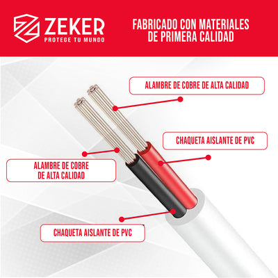 Cable Camara Seguridad Zeker Extensor Universal 15 Mts 12v