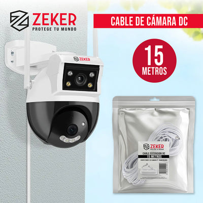 Cable Camara Seguridad Zeker Extensor Universal 15 Mts 12v