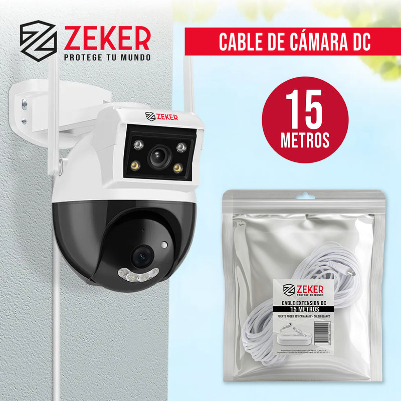Cable Camara Seguridad Zeker Extensor Universal 15 Mts 12v