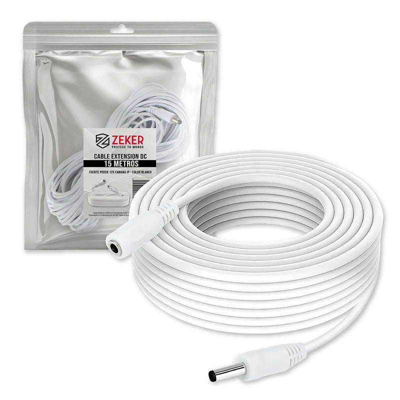 Cable Camara Seguridad Zeker Extensor Universal 15 Mts 12v