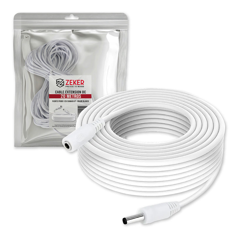 Cable Camara Seguridad Zeker Extensor Universal 20 Mts 12v