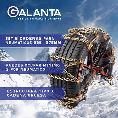 Cadenas Para Nieve Auto Camioneta Galanta Set x6 225-275mm