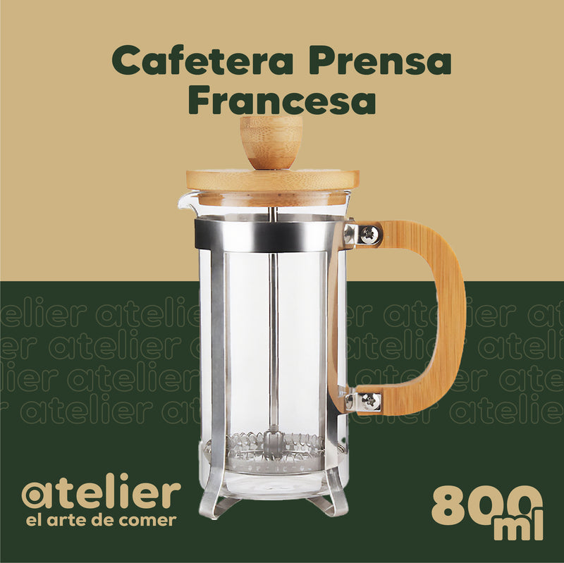 Cafetera Francesa 800Ml Atelier Prensa Vidrio Acero Portatil