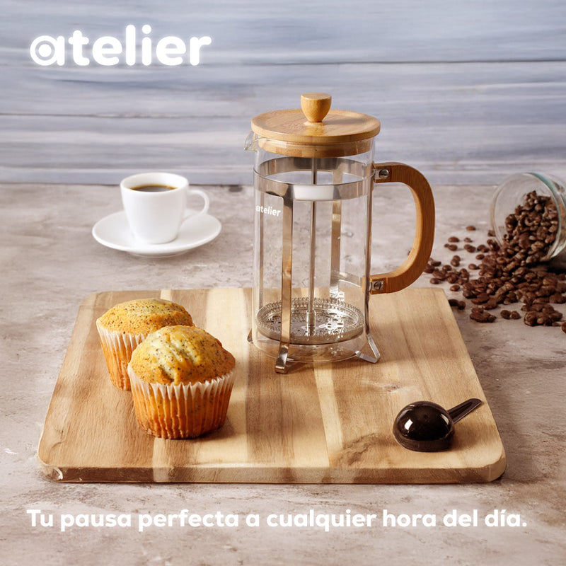 Cafetera Francesa 800Ml Atelier Prensa Vidrio Acero Portatil