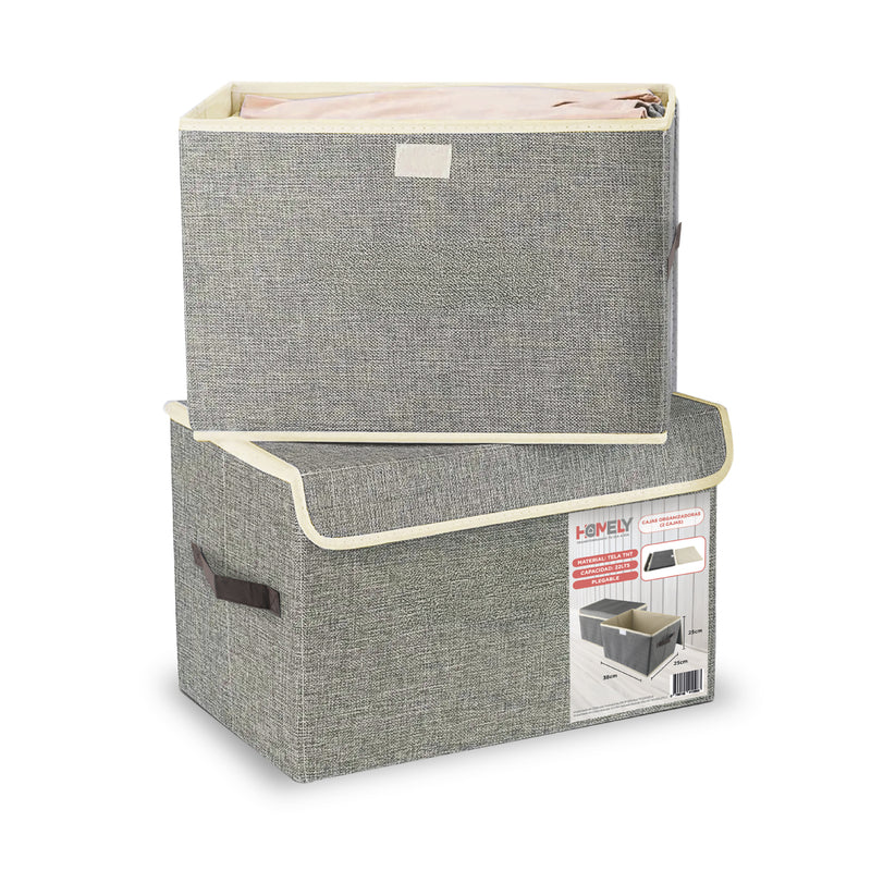 Cajas Organizadoras Homely Tapa Tela Impermeable 22L Set X2