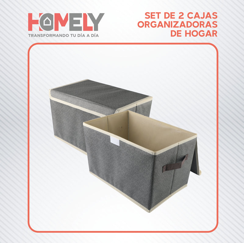 Cajas Organizadoras Homely Tapa Tela Impermeable 22L Set X2