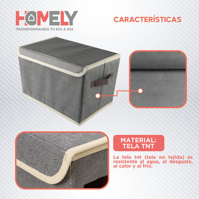 Cajas Organizadoras Homely Tapa Tela Impermeable 22L Set X2