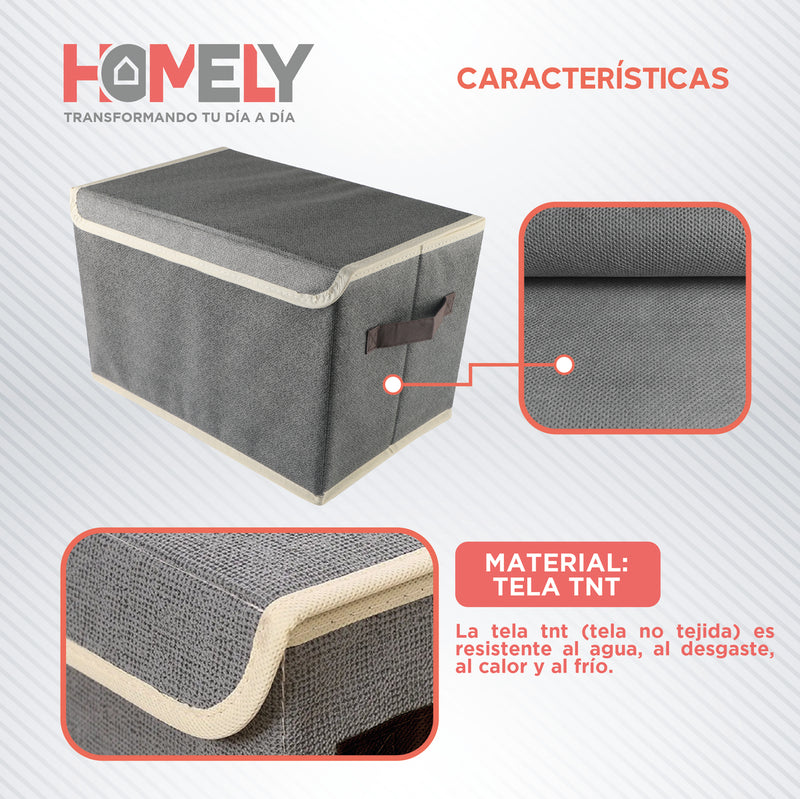 Cajas Organizadoras Homely Tapa Tela Impermeable 22L Set X2