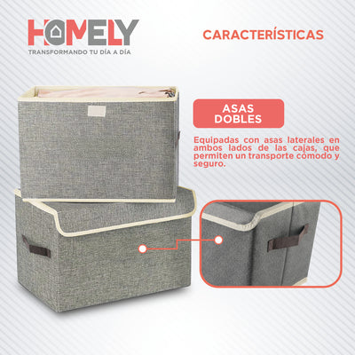 Cajas Organizadoras Homely Tapa Tela Impermeable 22L Set X2