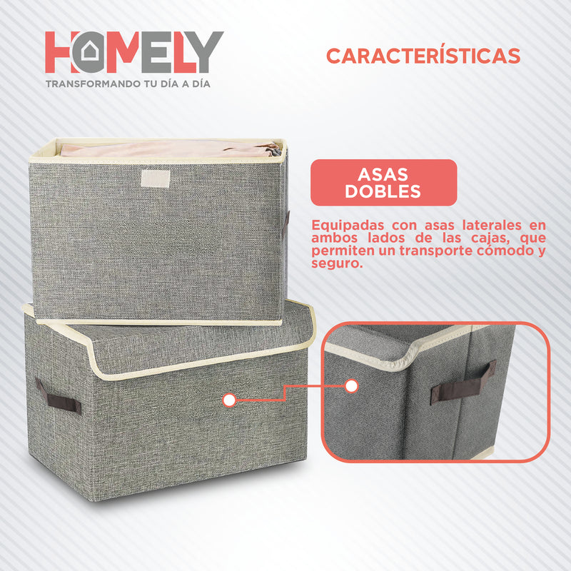 Cajas Organizadoras Homely Tapa Tela Impermeable 22L Set X2