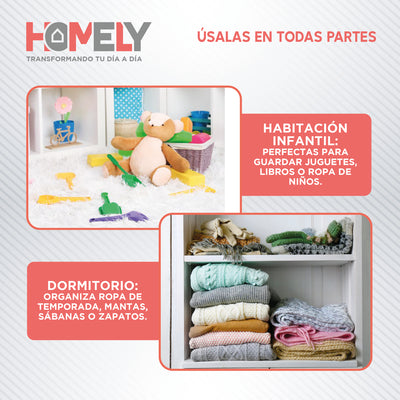 Cajas Organizadoras Homely Tapa Tela Impermeable 22L Set X2