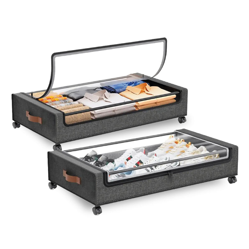 Cajas Organizadoras Bajo Cama Homely Carrito Ruedas 48L Set X2