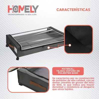 Cajas Organizadoras Bajo Cama Homely Carrito Ruedas 48L Set X2