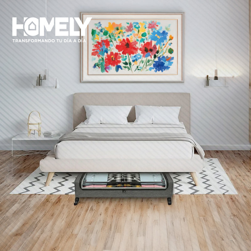 Cajas Organizadoras Bajo Cama Homely Carrito Ruedas 48L Set X2