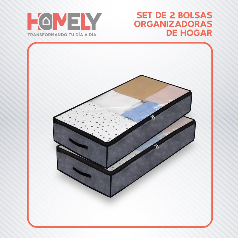Bolsas Organizadoras Bajo Cama Homely Contenedor 90L Set X2