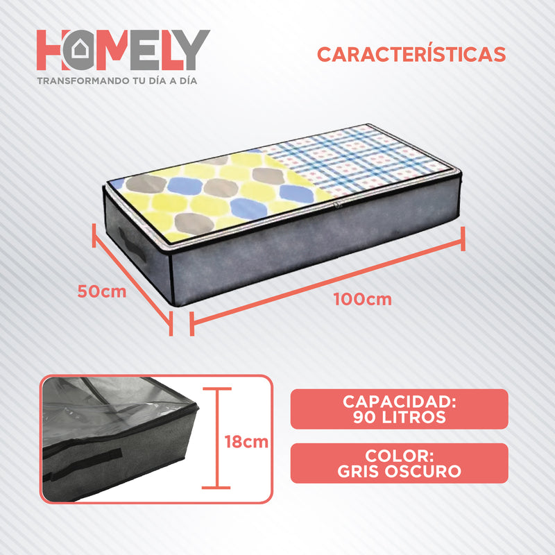 Bolsas Organizadoras Bajo Cama Homely Contenedor 90L Set X2
