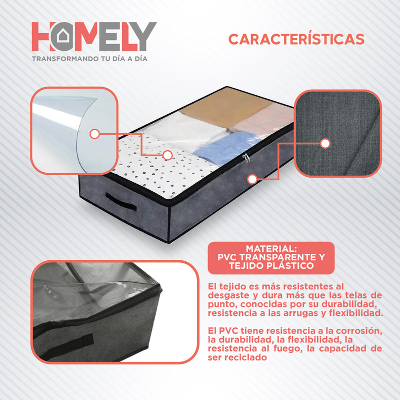 Bolsas Organizadoras Bajo Cama Homely Contenedor 90L Set X2