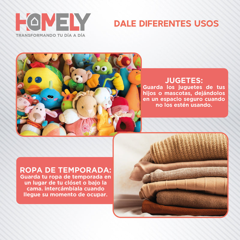 Bolsas Organizadoras Bajo Cama Homely Contenedor 90L Set X2