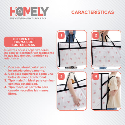 Bolsas Organizadoras Almacenamiento Homely Cajas plasticas Pvc Transparente 40 Litros Set X4