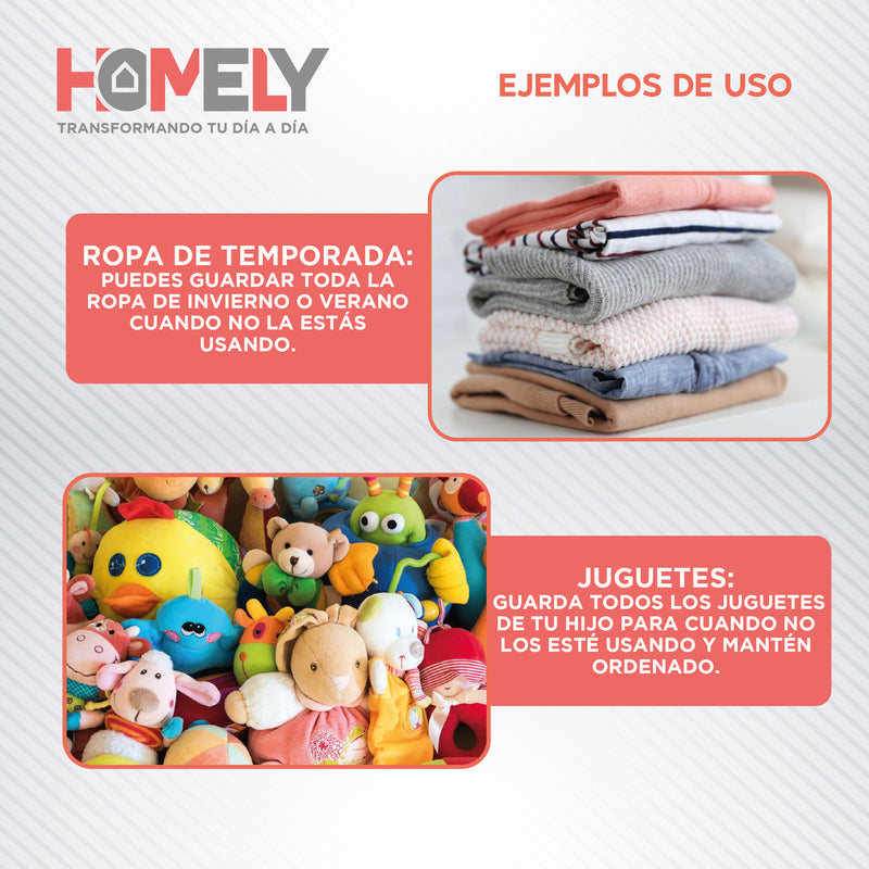 Bolsas Organizadoras Almacenamiento Homely Cajas plasticas Pvc Transparente 40 Litros Set X4