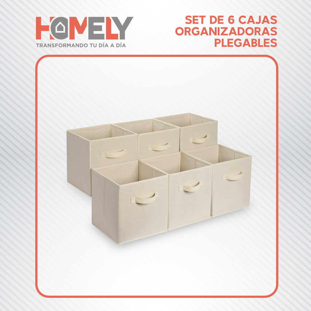 Cajas organizadoras Homely beige apiladas