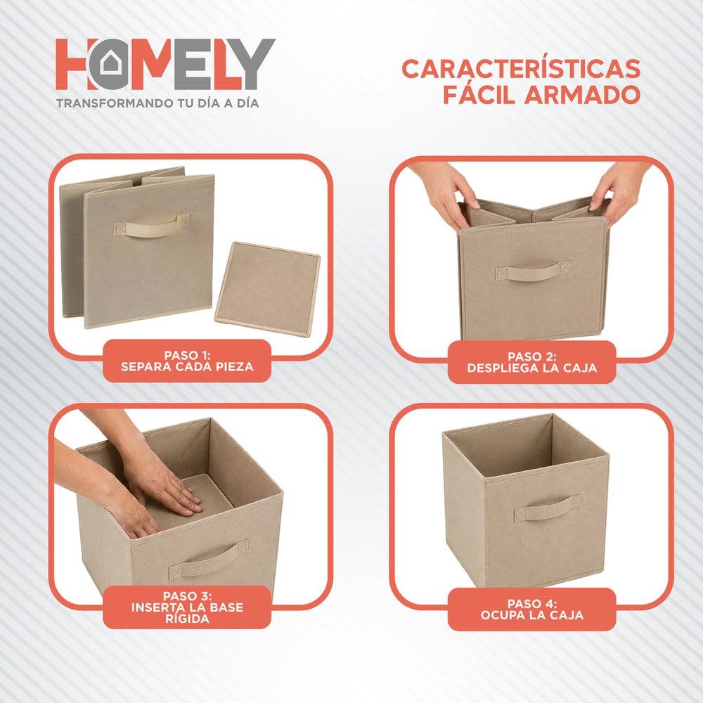 Armado fácil de la caja organizadora Homely en 4 pasos