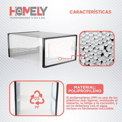 Caja Organizador de Zapatos Homely Zapatero Apilable Firme Transparente  Set X4 Unidades