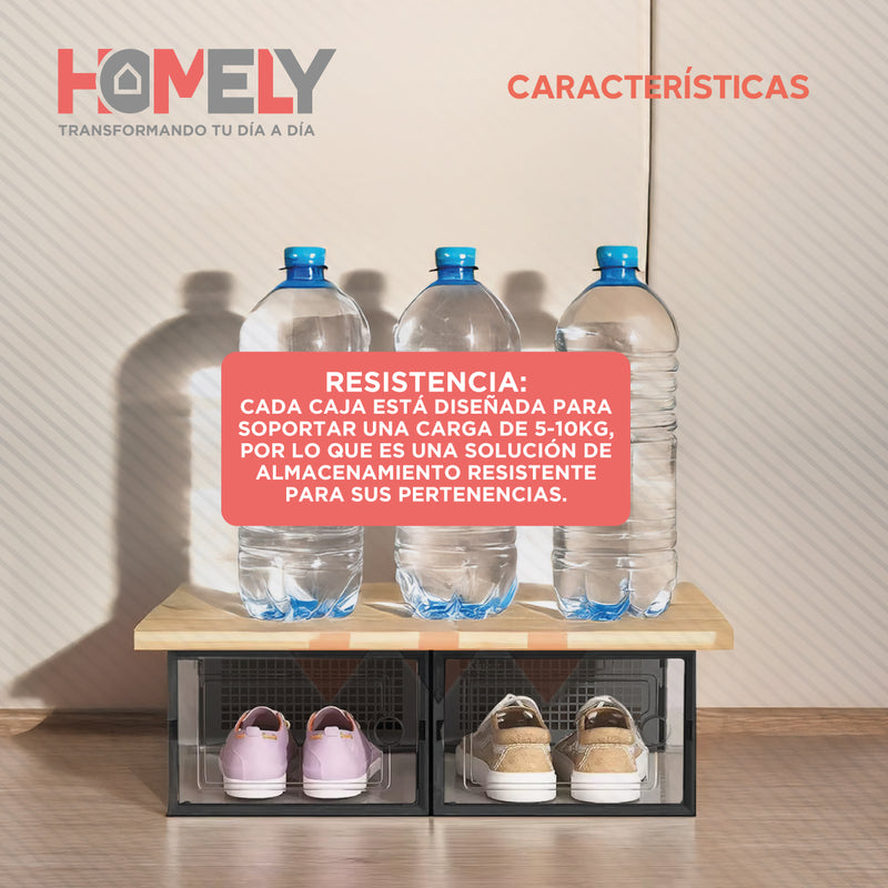 Caja Organizador de Zapatos Homely Zapatero Apilable Firme Transparente  Set X4 Unidades