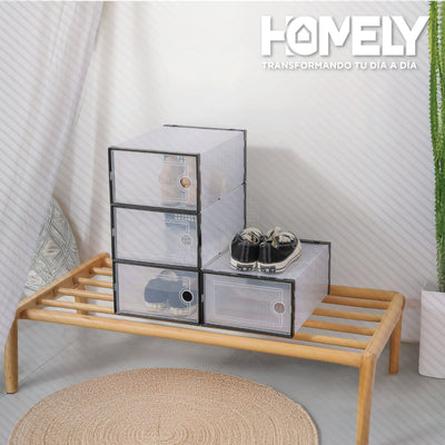 Caja Organizador de Zapatos Homely Zapatero Apilable Firme Transparente  Set X4 Unidades