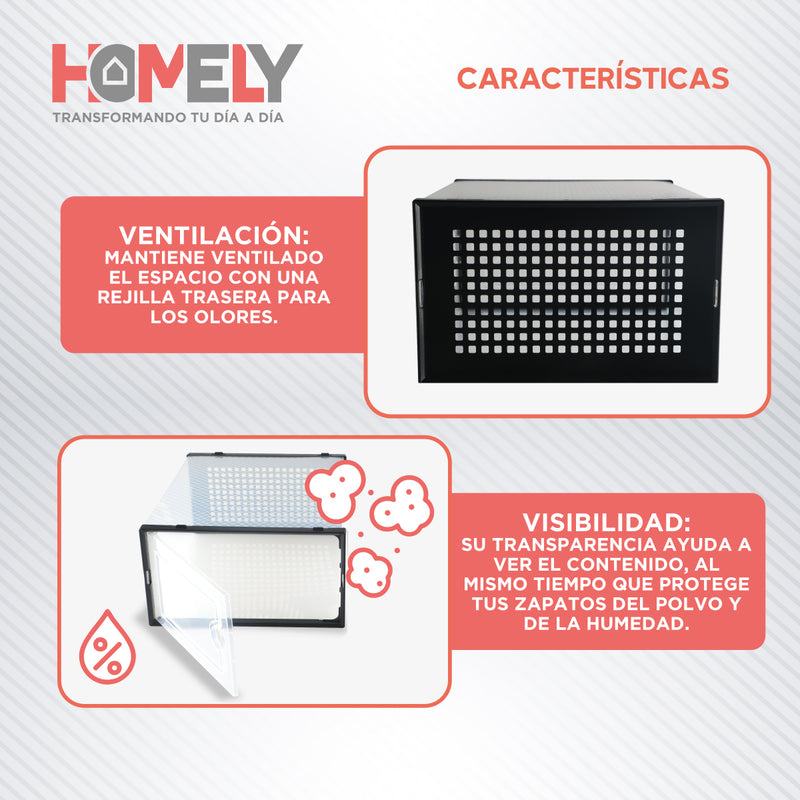 Caja Organizadora Zapatos Apilables Homely Transparente Set X2 33 X 14 X 23 Cm
