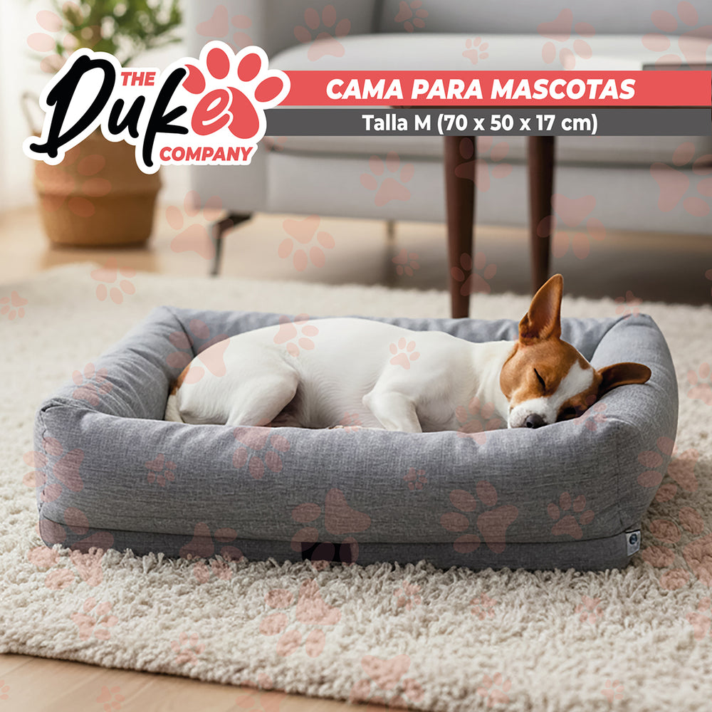 Cama de Perro Cuadrada Talla M 70x50 cm Gris