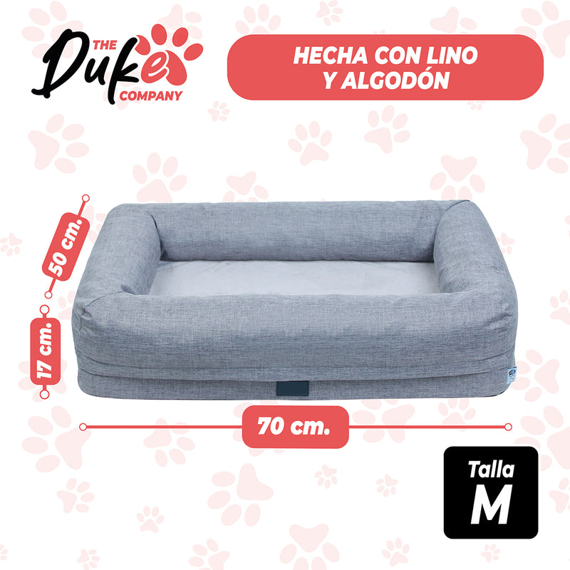 Cama de perro cuadrada Duke talla M 70 x 50 x 16 cm Gris