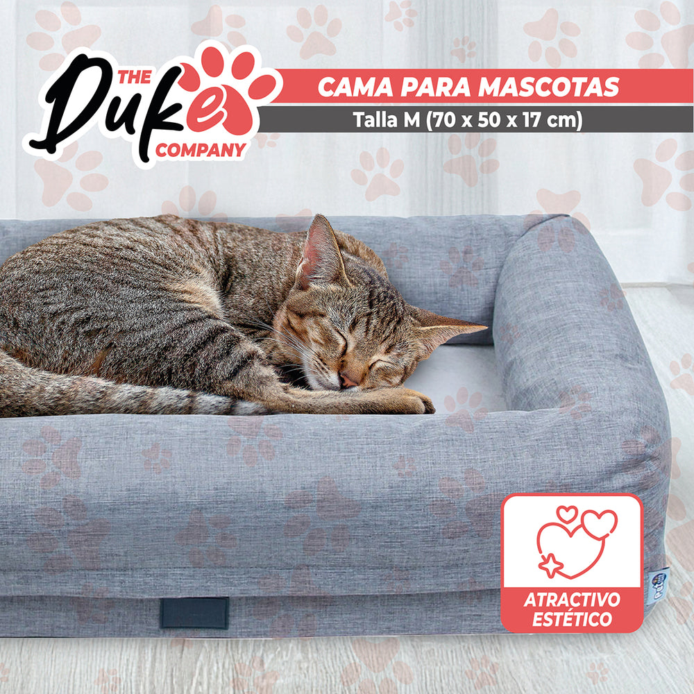 Cama de Perro Cuadrada Talla M 70x50 cm Gris