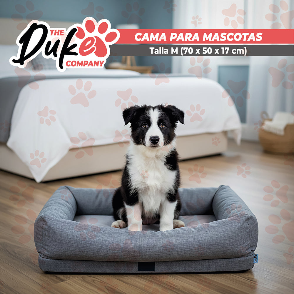 Cama de Perro Cuadrada Talla M 70x50 cm Gris