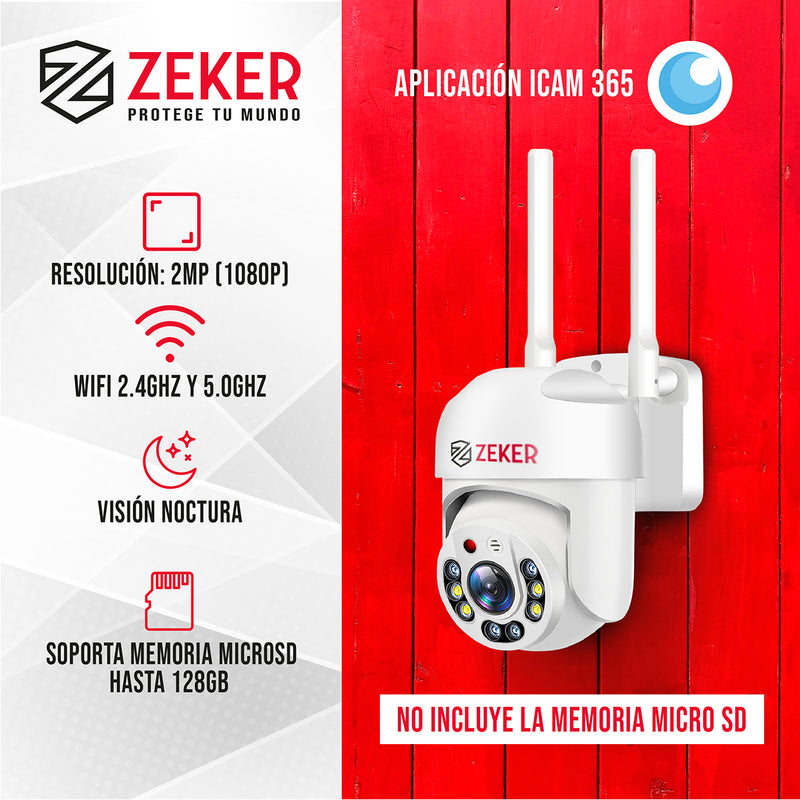 Cámara de Seguridad Wifi Exterior Impermeable Zeker 2MP 5G